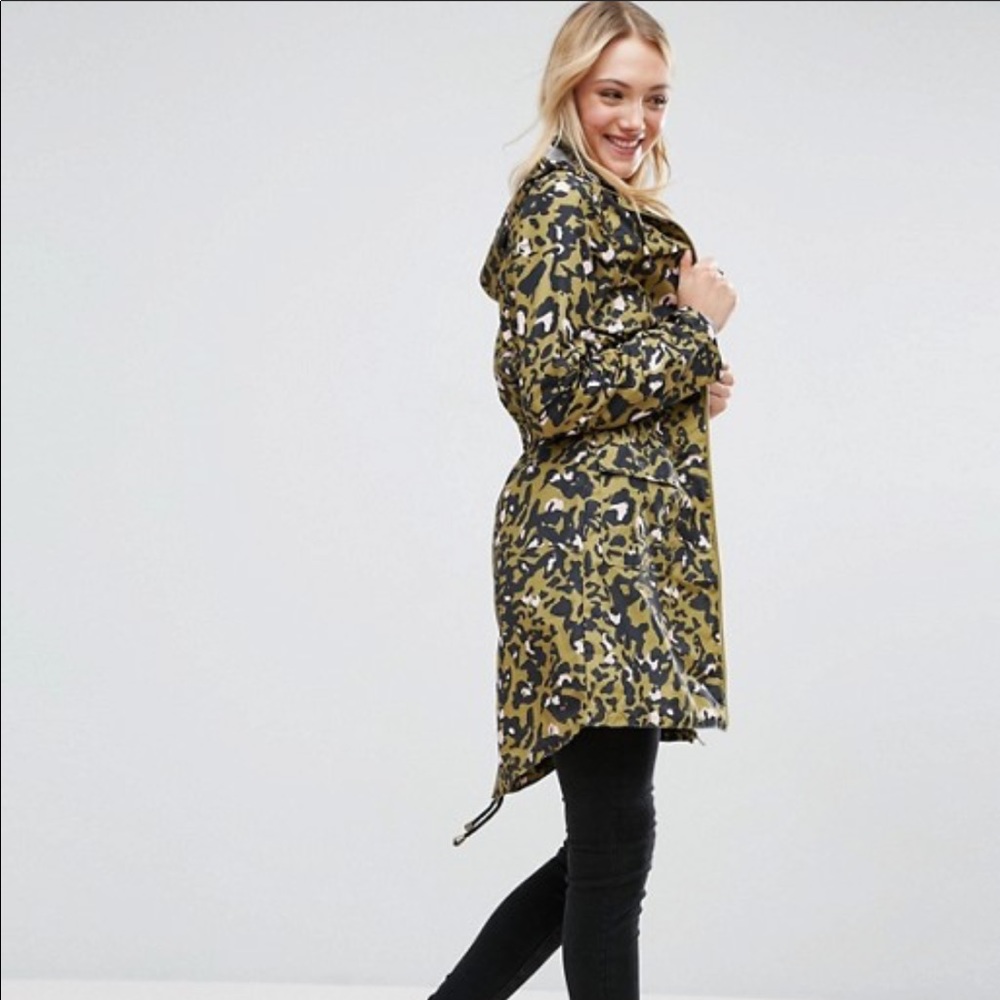 Brave Soul Green, Black ASOS Festival leopard Trench Coats Size M Tall